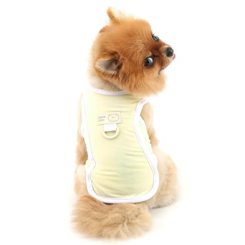 PAIDEFUL Cooling Dog Shirt for Small Dogs Summer Pet UV Sun Protection Vest Lightweight Breathable Doggie Tank Top Soft Stretchy Puppy T-Shirts Solid Cat Apparel Chihuahua Clothes D-Ring,Yellow,XXL - color: yellow, size: XXL