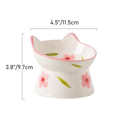 Ceramic Raised Cat Bowls, Anti Vomiting and Protect Pets' Spines for Indoor Cats Whisker Friendly Pet Feeder for Cats Puppies (Pink) - color: Pink