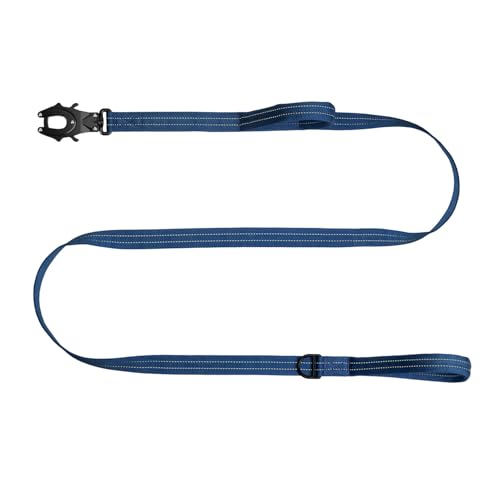 ICEFANG Relfective Dog Leash for Medium Large Dogs,K9 Training Walking Lead with Double Handle,Heavy Duty Auto-Lock Metal Clasp (6ft, Blue) - color: Blue, size: 6 ft (No bungee)