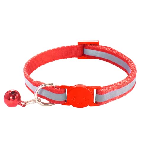 2 Pack Breakaway Cat Collars with Bells, Reflective Design and Claw Print Design, Safety Buckle Kitten Collars Adjustable from 7.5 to 12.5 Inches (Red) - color: Red