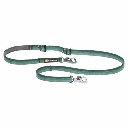 Ruffwear, Switchbak Hands‑Free Dog Leash, Adjustable 2.5–7 ft, Double‑Ended Lead with Lockable Crux Clips and Sliding V‑Rings, Waist‑Worn, Over‑Shoulder or Handheld, River Rock Green - color: River Rock Green