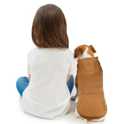 Dog Sweaters for Medium Dogs Dog Hoodie Solid Soft Brushed Fleece Clothes Sweatshirt with Pocket(Coffee-M) - color: Coffee, size: Medium