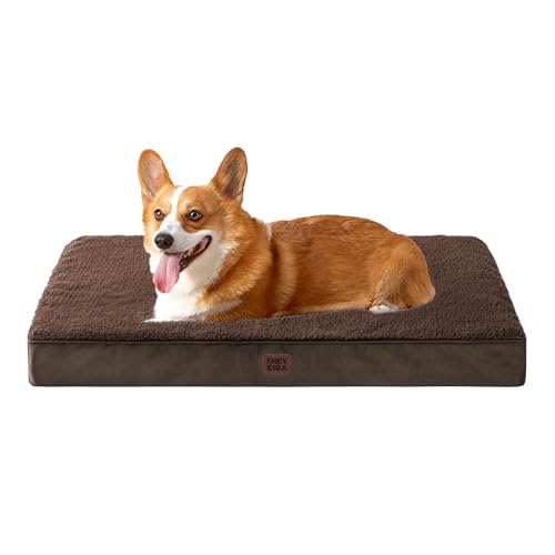 EHEYCIGA Orthopedic Foam Dog Bed for Large Dogs, 35"L x 23"W x 3.5"Th, Brown - color: Brown, size: 35*23*3.5 Inches