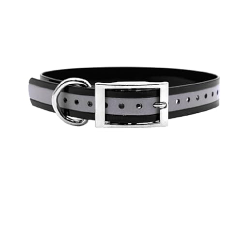 Outdoor Dog Supply Personalized 1" Reflective Black Color Extra Long D-Ring Dog Collar with Custom 3/4" Brass Nameplate | Waterproof, Odor-Resistant, Adjustable for Large and Giant Breed Dogs - color: Black