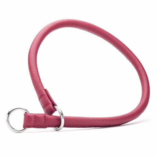 Dogline Soft and Padded Round Leather Choke Collar for Dogs (Pink, W3/8-in x L22-in) - color: Pink, size: W3/8-in x L22-in