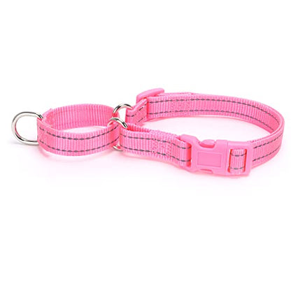 Martingale Dog Collars - Reflective Dog Collar with Quick Release Buckle Adjustable Nylon Training D Solution for Large, Medium, and Small Dogs (S, Pink) - color: Pink, size: S