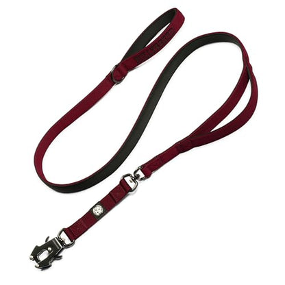 BULLYBREED | Heavy Duty Dog Leash, Tactical Dog Leash, Quick Release Frog Clip with Anti-Tangling Swivel System for Large Dogs that Pull with Soft Double Handles (5 FT Long, Maroon Red) - color: Maroon Red Double Handle