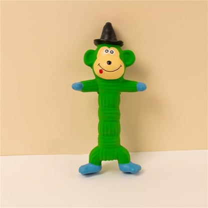 Squeaky Toy for Dogs, Cute Pet Chewing Teething Pet Toy Latex Chew Toys Convex Design for Puppy Small Medium Large Dogs, Interactive Dog Toys for Aggressive Chewers (Green Monkey) - color: Green hooded monkey