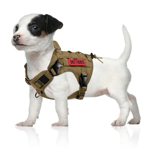 OneTigris Tactical Dog Harness Vest,No-Pull Service Dog Vest with Hook & Loop Panels,Adjustable Dog Vest Harness for Walking Hiking Training(Coyote Brown,XS) - color: Brown, size: XS
