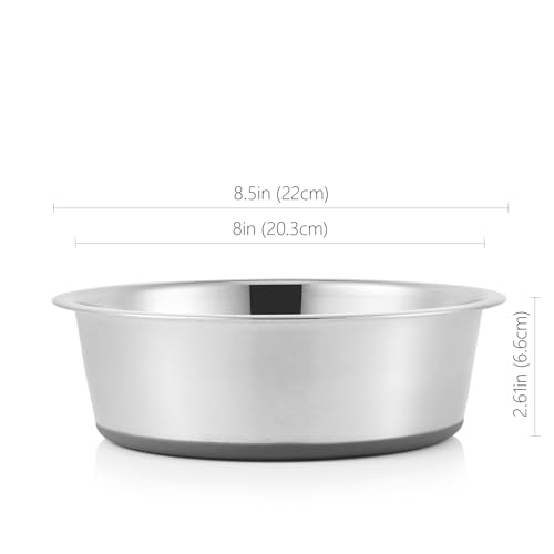 Stainless Steel Dog Bowls 2 Pack – 7.8 Cup Large Capacity Food & Water Bowls for Large Dogs, Non-Skid Rubber Base, Rust Resistant, Dishwasher Safe - size: 7.8 Cup