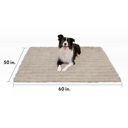 Paw Inspired Waterproof Dog Blanket, Soft Faux Fur Throw with Fur-Resistant Fleece, Washable Pet Blanket, Waterproof Protection for Couch, Bed, Furniture, Crate, Car (60x50, Tan) - color: Tan, size: 60x50"