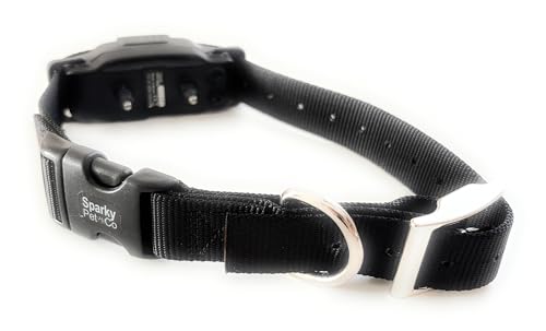 Sparky Pet Co - ECollar Replacement Strap - Easy Release Double Buckle Dog Collar - Rugged Nylon - Adjustable - D Ring - Quick Release Metal Clasp - for Invisible Fence Systems - 1" x 28" - Black - color: Black, size: 1" Wide