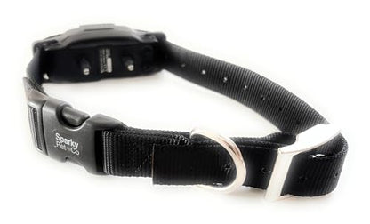 Sparky Pet Co - ECollar Replacement Strap - Easy Release Double Buckle Dog Collar - Rugged Nylon - Adjustable - D Ring - Quick Release Metal Clasp - for Invisible Fence Systems - 1" x 28" - Black - color: Black, size: 1" Wide