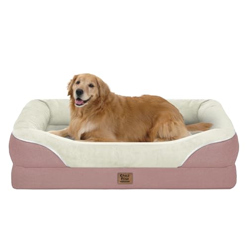 Orthopedic Washable Large Dog Bed - Removable Orthopedic Foam Dog Beds with Bolsters Waterproof Large Dogs Bed and Non-Slip Bottom - color: Pink, size: XL-large (42"L x 30"W x 7.5"Th)
