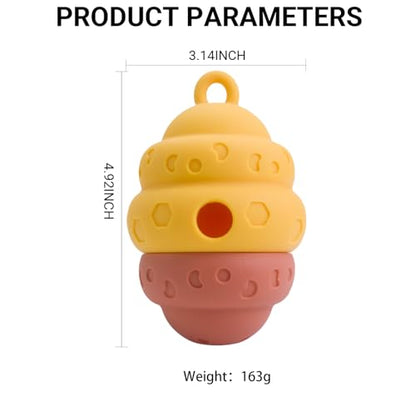 Dog Puzzle Toy Dispenser - Interactive Dog Toys for Large & Medium Breeds - Mental Stimulation Ball with Detachable Lid - Food-Grade Silicone Toy for Stress Reduction - color: brown