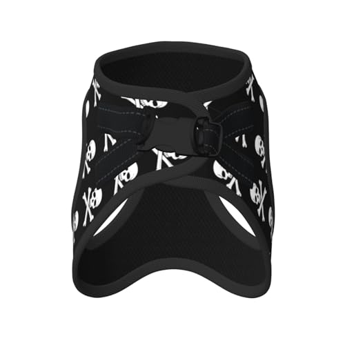 Reflective Dog Harness with Dual Clips, Skull and Crossbones, No Pull Breathable Mesh Vest, Multi Functional Gear for Running Hiking - color: Design (598), size: Small