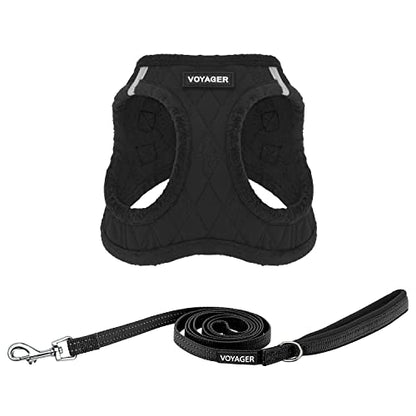 Best Pet Supplies Voyager Step-in Plush Dog Harness - Soft, Step in Vest Harness and Reflective Dog 5 ft Leash Combo with Neoprene Handle for Small and Medium Dogs, Black Plush, XS - color: Harness Leash Set (Black Plush), size: XS (Chest: 13 - 14.5")