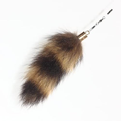 Fosrion Real Raccoon Tail Fur Cat Bites Toy with Three Section Retractable Carbon Fiber Rod (Raccoon, Tail & Fishing Rod) - color: Raccoon
