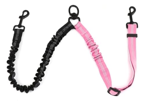 2 in 1 Double Dog Leash Coupler, 360° Swivel No Tangle Splitter, Reflective Shock Absorbing Bungee Lead with Adjustable Strap, Heavy Duty Walking Training Split Leash for Two Dogs
