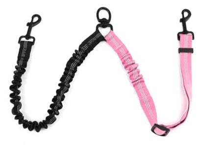2 in 1 Double Dog Leash Coupler, 360° Swivel No Tangle Splitter, Reflective Shock Absorbing Bungee Lead with Adjustable Strap, Heavy Duty Walking Training Split Leash for Two Dogs