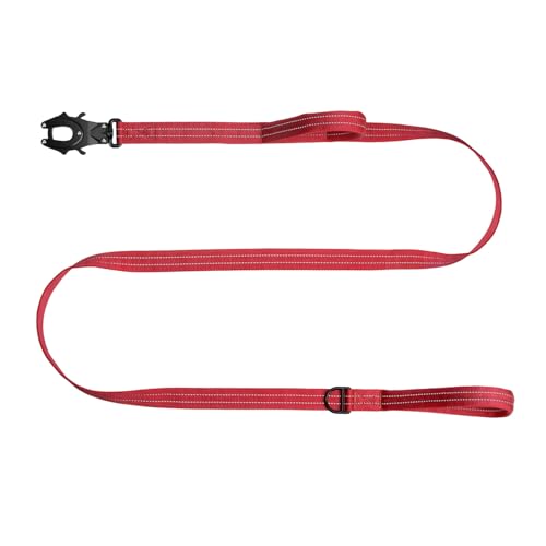 ICEFANG Relfective Dog Leash for Medium Large Dogs,K9 Training Walking Lead with Double Handle,Heavy Duty Auto-Lock Metal Clasp (6ft, Red) - color: Red, size: 6 ft (No bungee)
