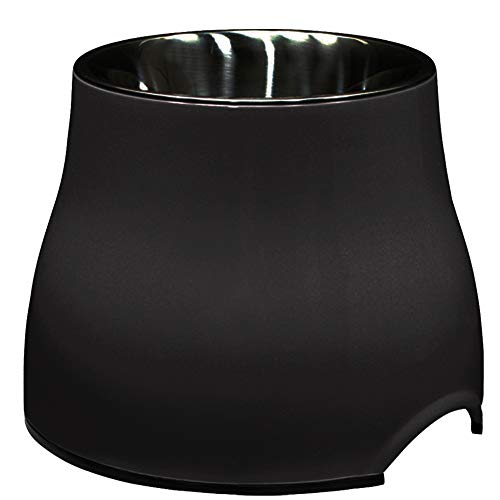 Dogit Elevated Dog Bowl, Stainless Steel Dog Food and Water Bowl for Large Dogs, Black, 73752 - color: Black, size: Large