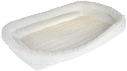 MidWest Homes for Pets Medium QuietTime Double Bolster Pet Bed, White Plush 30-Inch Crate Mat with Stacked Bolsters, Machine Washable, Secure Fit with Elastic Straps - color: White Plush, size: 30-Inch