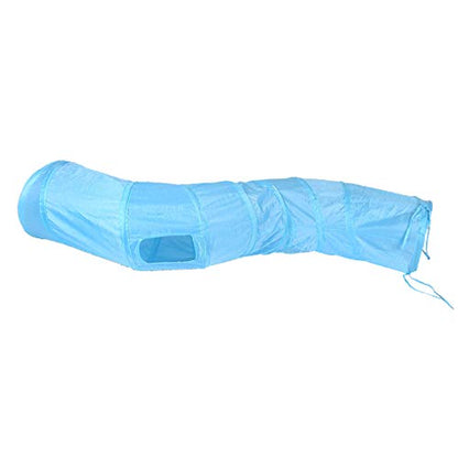 iCAGY Cat Tunnel for Indoor Cats Interactive, Rabbit Tunnel Toys, Pet Toys Play Tunnels for Cats Kittens Rabbits Puppies Crinkle Pop Up Blue 47" Shape S - color: Blue