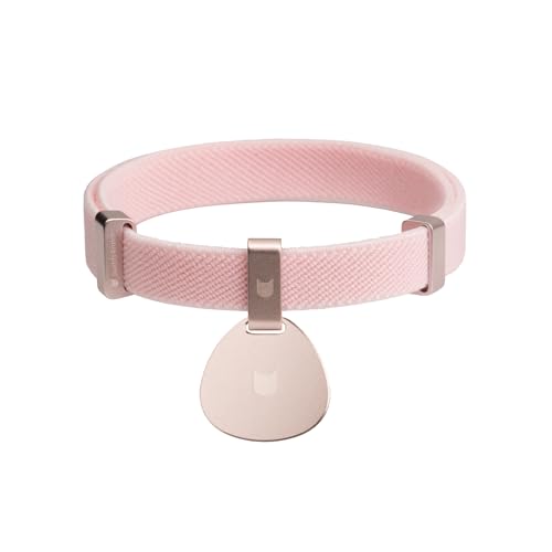 Safety Cat Collar and ID Tag Set - Elastic Quick Release, Non Breakaway Cat Collar Personalized Anodized Aluminum Engraved Pet Name Tag, Lightweight for Kitten and Small Large Cats - color: Blush Pink-S, size: Pocket