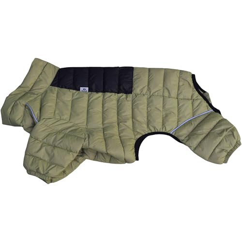LoveLongLong Dog Coat - Warm & Waterproof Reflective Dog Jacket, Zippered & Adjustable, Olive Green, S, M, L - color: Olivegreen, size: M (12.5inch Back)