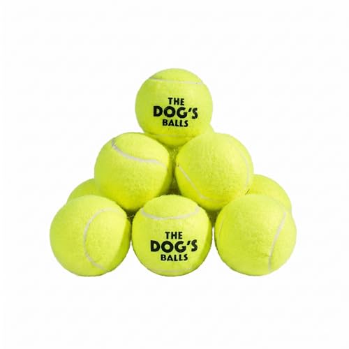 The Dog's Balls Dog Tennis Balls for Dogs, Yellow, 12-Pack - Non-Abrasive Felt Fetch Balls, Tough Rubber Core, Float in Water, Fits Standard Launchers - color: Yellow, size: 12 Medium Tennis Balls
