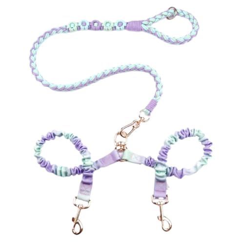 Dual Dog Leash,Double Dog 360 Swivel No Tangle Walking Leash,Comfortable Shock Absorbing Reflective Bungee for Two Dogs (Ocean Breeze) - color: Ocean Breeze