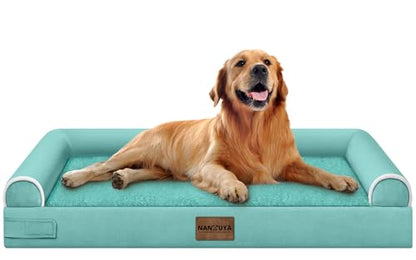 Large Dog Bed Orthopedic Washable: Beds Bolster XL Bed Big XLarge Dogs Egg Crate Foam Couch Sofa Waterproof with Removable Cover - Aqua Blue - color: Aqua Blue, size: 40.0"L x 32.0"W x 6.5"Th