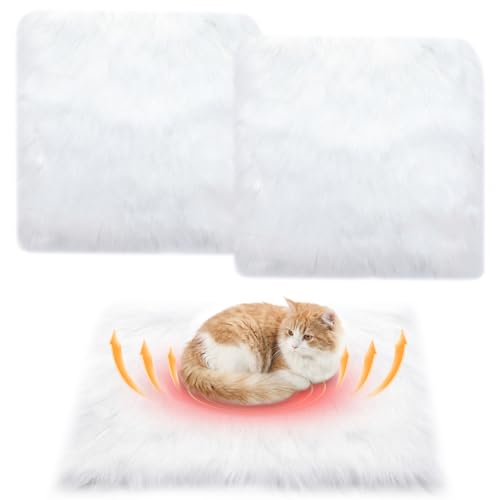 Novabright 2 Pcs Faux Fur Pet Bed Mats 18 x 18 Inch Artificial Wool Puppy Rug Soft Washable Warm Mattress for Dogs and Cats