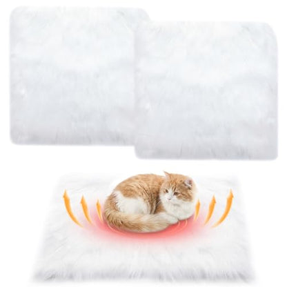Novabright 2 Pcs Faux Fur Pet Bed Mats 18 x 18 Inch Artificial Wool Puppy Rug Soft Washable Warm Mattress for Dogs and Cats