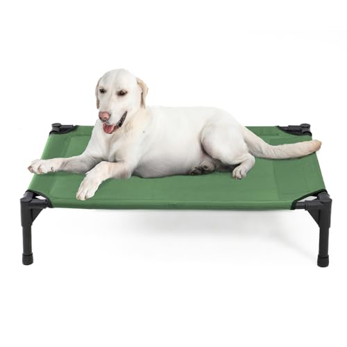 Garnpet Elevated Dog Bed for Large Dogs - Heavy Duty, Recyclable Mesh, Fits Up to 150 LBs - Indoor & Outdoor, Green - color: Green, size: Large