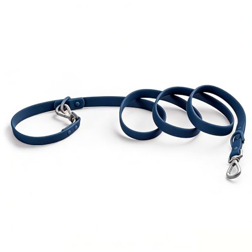 Waterproof Dog Leash, Easy to Clean, Blue PVC Leash with Multifunctional Dual Hooks, Adjustable 3ft-6ft for Walking, Heel Training, Swimming (Navy Blue) - color: Navy Blue