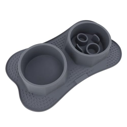 Jeanoko Silicone Double Pet Bowls Non Spill Mat Mess Free Feeding for Dogs Cats Large Small Multifunctional for Home Kitchen (Large) - size: Large