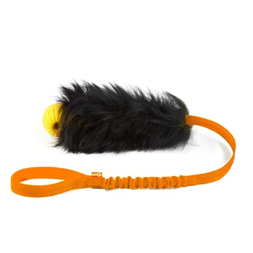 Dog Rope Toy,Dog Bungee Chaser Toy 100% Sheepskin,Sheep Smell Tug Toy for All Breeds (Orange, Long with Ball) - color: Orange, size: With Rubber Ball