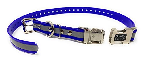 Sparky Pet Co Apollo E-Collar Replacement Strap, 1" x 30" Waterproof Biothane with Double Buckle & Quick Snap Clasp, Fits Garmin, Dogtra, SportDOG & Educator (Reflective Blue) - color: Reflective Blue, size: 1" Wide