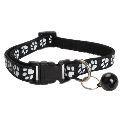 MJIYA Cat Collar with Bell, Breakaway Grid Collar with Plastic Buckle, Light Adjustable, Nylon, Kitty Collars (Black) - color: Black