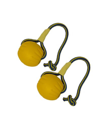 2 Pack Ball with Rope Dog Toy,Fling Dura Foam Toy,Dog Water Float Ball Rraining Boall on Rope (2 Pieces 7cm/2.8") - size: 2 Pieces 7cm/2.8"