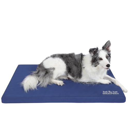 Durable Outdoor Dog Bed Chew Proof Stable Crate Mat Indoor cat Bed Anti Mild Bite Kennel Pad with Removable Fully Waterproof Cover (Blue, Small(23x17x1.5in)) - color: Blue, size: Small(23x17x1.5in)