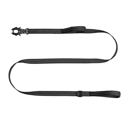 ICEFANG Relfective Dog Leash for Medium Large Dogs,K9 Training Walking Lead with Double Handle,Heavy Duty Auto-Lock Metal Clasp (6ft, Black) - color: Black, size: 6 ft (No bungee)