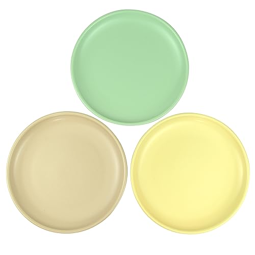 Ceramic Shallow Cat Dish 6 inch, Whisker Fatigue Free Cat Food Bowls, Wide and Small Pet Plate for Kitten and Kitty, Short Legged Munchkin Cat - color: 3 Pack - Khaki & Creamy & Pale Green