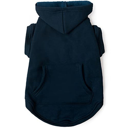 Dog Hoodie Fleece Puppy Clothes Warm Sweater with Hat for Small Dogs Cat Hooded Shirt Kitten Pet Basic Hoodies Sweatshirt with Pocket Doggie Soft Winter Coat Apparel (Blue; S) - color: Blue, size: S-(2~7lb) | Chest(~13")