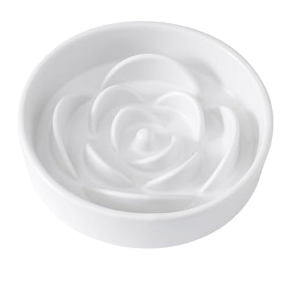 8.25'' Ceramic Slow Feeder Dog Bowls - Petal Shape Modern Dog Food Dish for Medium and Large Breeds, Puzzle Maze Bowl to Slow Down Eating, Anti-Gulping, Dishwasher & Microwave Safe, White - color: White, size: 8.25 inch