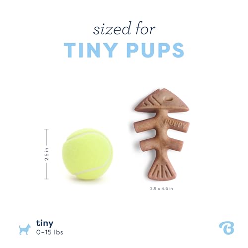 Benebone Puppy Fishbone Dog Chew Toys, Softer for Modest Chewers, Made in USA