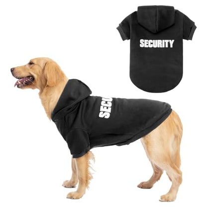 BINGPET Security Dog Hoodies Puppy Sweater Cold Weather Dog Coats Soft Brushed Fleece Pet Clothes Hooded Sweatshirt for Dog Cat - color: #1 Black(Security), size: Large (All Breed Sizes)