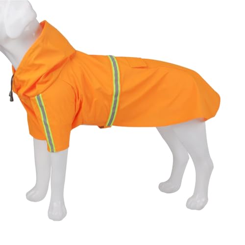Pet Dog Raincoat Water Repellent Reflective Lightweight with Adjustable Hood for Small Medium Large Dogs (Orange,3XL) - color: Orange, size: 3XL